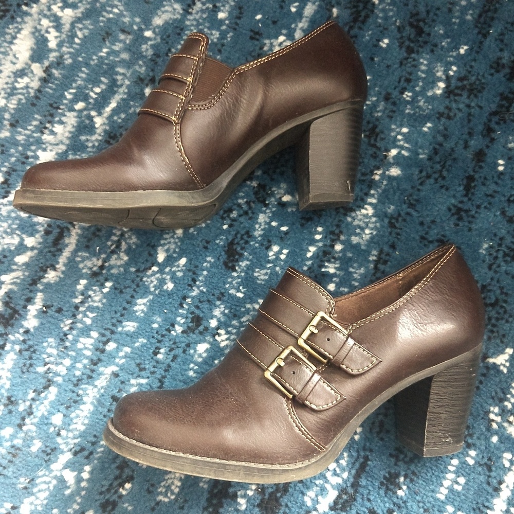Natural Soul Naturalizer Brown Heeled Booties, sz8